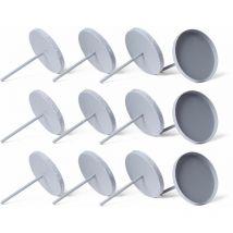 Novaliv - 12x Kerzenständer Kerzenpick, Kerzenpin, Kerzenhalter, 12x Flach 6,5 cm grau