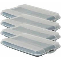 Frischhaltedose Aufschnittbox – 4 Stück – 25 x 17 x 3 cm – Luftdicht – Hergestellt in Deutschland – Anthrazit