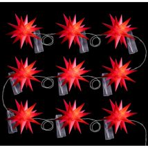 Dekostern led - Weihnachtsstern, Dekostern, Adventsstern - 18 Zack 3D Optik 9er Sternenkette Rot led mit Schuko Stecker Rot - Novaliv