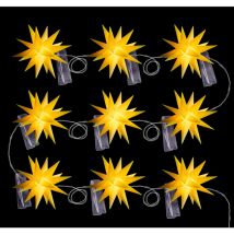 Dekostern led - Weihnachtsstern, Dekostern, Adventsstern - 18 Zack 3D Optik 9er Sternenkette Gelb led mit Schuko Stecker Gelb - Novaliv