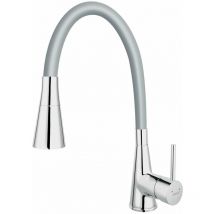 Novaservis - Ferro - Miscelatore da lavello con braccio di erogazione flessibile e doccetta, grigio/cromo 70720,0S