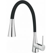 Ferro - Miscelatore da lavello con braccio di erogazione flessibile e doccetta, nero/cromo 70720,0C - Novaservis