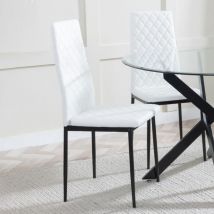 Urban Deco - Metro Dining Chairs in White Colour Leather and Black Metal Legs 10 x Chairs