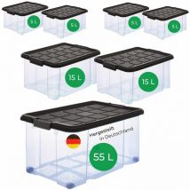 Aufbewahrungsbox Aufbewahrungsbox mit Deckel 1x55 l + 2x 15L + 4x 5L - Novatool