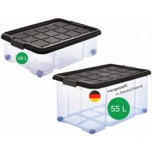 Aufbewahrungsbox Aufbewahrungsbox mit Deckel 1x 55 l + 1x 28 l - Novatool