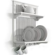 Watsons - novel - Kitchen Plate Bowl Cup Display / Wall Rack Shelves with Hooks - White - White