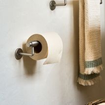 Garden Trading - Novello Brushed Nickel Bathroom Toilet Roll Holder Wall Mounted Metal Silver