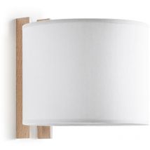 EXO - Aplique compact E27-Ø45 40W Algodón blanco Madera haya