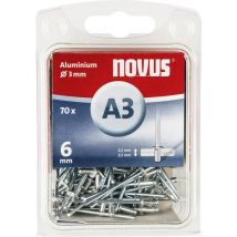 110055304 Rivetto (ø x l) 3 mm x 6 mm Alluminio Alluminio 70 pz. - Novus
