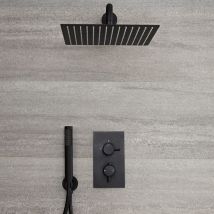 Hudson Reed - Nox Sistema Doccia Completo Di Miscelatore Doccia Termostatico a 2 Vie&44 Soffione Doccia Quadrato & Doccetta - Controllo Termostatico
