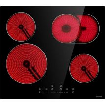 Noxton - 4 foyers Table de Cuisson Céramique, Built-in 60cm de Cuisson électrique Plaque de Cuisson en Verre Noir Avec le Contrôle Tactile Senior