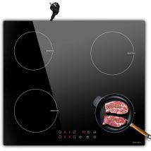 Noxton - Domino, piano cottura a induzione, 60 cm, 7000 w, 220-240 v, 4 piastre Enibau con spina, Power Booster, funzionamento touch, timer da 1-99