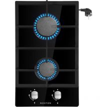 Einbau Gaskochfeld 2 Flammig Ignito Domino Kochfeld, Glas Gasherd mit Stecker, Gusseisen-Pfannenhalterung, lpg Kit für Gas/LPG - Noxton