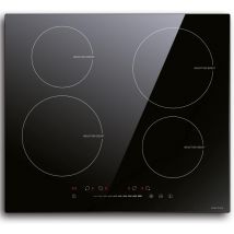 Noxton - Einbau Induktionskochfeld 60 cm mit Booster, 7000W, Autarkes Induktionskochfeld 4 Platten Enibau mit Touch-Bedienung, 9 Heizstufen, Timer,