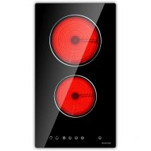 Noxton - Glaskeramikkochfeld 2 Platten Einbau, 3000W Autarkes Kochfeld 2 Platten mit Touch Control, Timer, Kindersicherung, 9 Heizstufen, Kochplatte