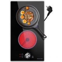 Noxton - Glaskeramikkochfeld 2 Platten Einbau, 3000W Herdplatte 2 Kochfelder, Autarkes Kochplatten 2er Elektrisch mit Stecker, Ein-Knopf-Steuerung,