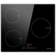Noxton - Induktionskochfeld 3 Platten Einbau, Induktionsfeld 60 cm, Kochfeld Induktion mit Booster, Timer, Kindersicherung, 220V-240V, Ohne Stecker,