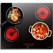 Piano Cottura Elettrico 4 Fuochi, 6000W Piani Cottura Vetroceramica Incasso, 60cm Piastra Fornello con 9 Funzione Booster Cucina, Tocco Controlli,