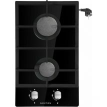 Noxton - Plaque gaz 2 Feux avec Grille, 4750W, Plaque Induction 2 Feux - Avec Kit gpl Pour gaz/GPL [Classe Energétique a +] 220 v 240 v (Verre trempé)