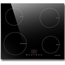 NOXTON Plaque Induction 4 Feux Encastrable, Table de Cuisson Induction 6400W, Plaque à Induction avec BOOST, Minuterie, Sécurité Enfant, Contrôle