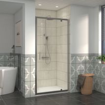 NRG - 1000mm Bathroom Shower Enclosures Pivot Door Chrome Framed with 1000x900mm smc Rectangle Shower Tray White