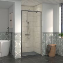 NRG - 1000mm Bathroom Shower Enclosures Pivot Door Chrome Framed with 1000x700mm smc Rectangle Shower Tray Anthracite