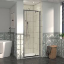 800mm Bathroom Shower Enclosures Pivot Door Chrome Framed with 1100x800mm smc Rectangle Shower Tray White - NRG