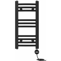 NRG - Prefilled Thermostatic Electric Curved Heated Towel Rail Radiator 600 x 300mm Black