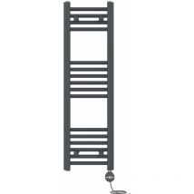 NRG - Prefilled Thermostatic Electric Straight Heated Towel Rail Radiator 1000 x 300mm Anthracite