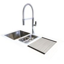 N.s.s - Reflection Glass Kitchen Sink White rhd 1.5 Bowl 1000x500mm - white - white