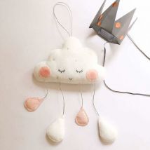 Nuage Gouttes de Pluie Pendentif Suspendu Feutre Peluche Lit de Bébé Nuage Accessoires Pendentif Chambre Tente Pépinière Mobile Décor Suspendu pour