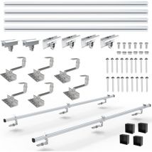 NuaSol Lot de 2 crochets de toit photovoltaïques PV pour toit de tuiles - Avec profilé solaire en aluminium, embouts de 35 mm, jusqu'à 115 cm de