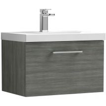 Arno Wall Hung 1-Drawer Vanity Unit with Basin-1 600mm Wide - Anthracite Woodgrain - Nuie