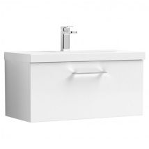 Nuie - Arno Wall Hung 1-Drawer Vanity Unit with Basin-1 800mm Wide - Gloss White
