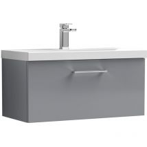 Nuie Arno Wall Hung 1-Drawer Vanity Unit with Basin-1 800mm Wide - Satin Grey