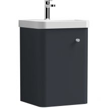 Nuie Core Wall Hung 1-Door Vanity Unit with Thin Edge Basin 400mm Wide - Satin Anthracite