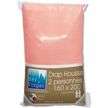 2103533 Cotoval Lenzuolo con Angoli Cotone in Tinta Unita Rosa 160 x 200 cm - Nuit Des Vosges