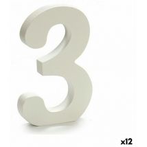 Numéro 3 en bois blanc (1,8 x 21 x 17 cm) (12 pièces)