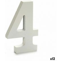 Numéro 4 en bois blanc (1,8 x 21 x 17 cm) (12 pièces)