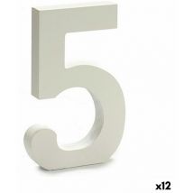 Numéro 5 en bois blanc (1,8 x 21 x 17 cm) (12 pièces)