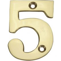 Numero 5 in ottone lucido H.5,1 x l.3,5 cm Centrale Brico