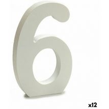 Numéro 6 en bois blanc (1,8 x 21 x 17 cm) (12 pièces)