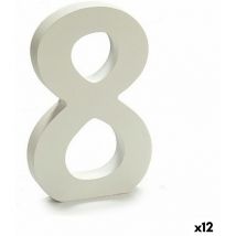 Numéro 8 en bois blanc (1,8 x 21 x 17 cm) (12 pièces)
