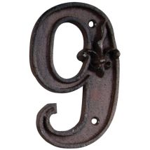 Numéro de maison en fonte – Fleur de lys – 7,7 x 1,1 x 12 cm – Marron (aspect rouille) – BEST FOR BOOTS
