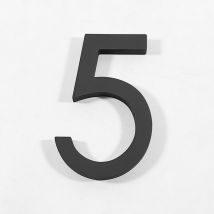Numéro de maison noir 4,9 pouces 5, numéro de rue résidentiel moderne pour aluminium flottant à montage affleurant, Ensoleillé
