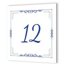 Decoho - Numéro de maison extérieur personnalisable en Dibond Blanc Picto Bleu · modèle cadre ethnique