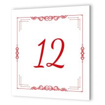 Decoho - Numéro de maison extérieur personnalisable en Dibond Blanc Picto Rouge · modèle ethnique