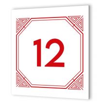 Numéro de maison extérieur personnalisable en Dibond Blanc Picto Rouge · modèle Géométrique