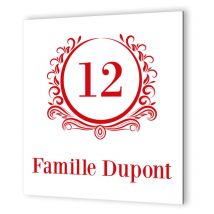Decoho - Numéro de maison extérieur personnalisable en Dibond Blanc Picto Rouge · modèle Luxury
