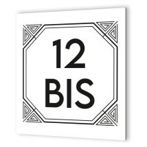 Decoho - Numéro de rue extérieur personnalisable en Dibond Blanc Picto Noir · Numéro de rue modèle Géométrique